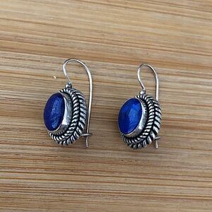 $42  Designer Lapis Estate Earrings  Sterling  Marked BA 925 INDONESIA